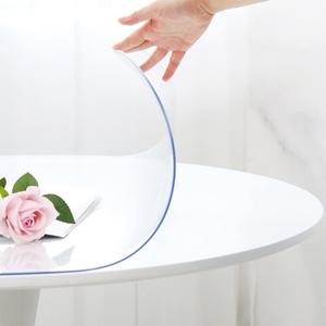 48 Inch Round Clear Plastic Table Cover Protector PVC Tablecloths Sheet Wood Furniture Topper Cover for Coffee Dining Room Table Kitchen Countertop Office Desk Blotter Pad Waterproof Wipeable