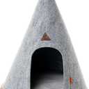 SAVUK Pet Tent Cat Dog House Felt Cave Bed with Cushion&Bag Decorative Foldable Igloo Hut Teepee Small and Medium Suitable for Travel Warm in Winter Cool in Summer 16"x16"18" Grey (Gray, Small)
