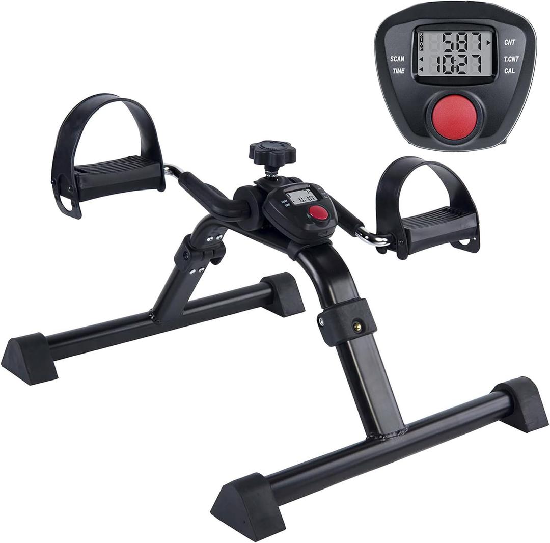 Vaunn Under Desk Bike Pedal Exerciser Ergometer with LCD Display Mini Pedal Exerciser for Arm & Leg Workout, Folding Desk Cycle for Home Office, Physical Therapy & Low Impact Cardio, Black