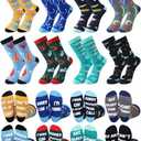 Ramede Set of 10 Novelty Fishing Socks for Men Funny Cotton Crew Socks Fisherman Birthday Holiday Gifts for Men Dad Grandpa