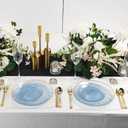 80pcs Clear Blue Disposable Shell Plastic Plates With Gold Rim, 10 inch 40 Dinner Plates and 7 inch 40 Dessert Plates for Party, Wedding, Birthday