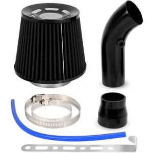 BARTOO 3'' Cold Air Intake Kit Aluminum Automotive Cold Air Intake Pipe Filter Induction Flow Hose Pipe Kit, Black