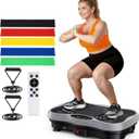 Vibration Plate Exercise Machine, 130 Levels Full Body Workout Vibrating Plate for Lymphatic Drainage Weight Loss, 450 Lbs Capacity Shake Platform with Resistance Bands Bluetooth for Women Men