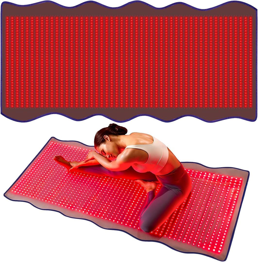 Red Light Therapy Mat, 76.7"x 33.4", 1512 LEDs Full Body Red Light Therapy | Dual-Chip 660nm 850nm Red Light Therapy for Body, 6 Timers & 5 Energy Levels, Unique Wave Contour Design Mat for Home Use