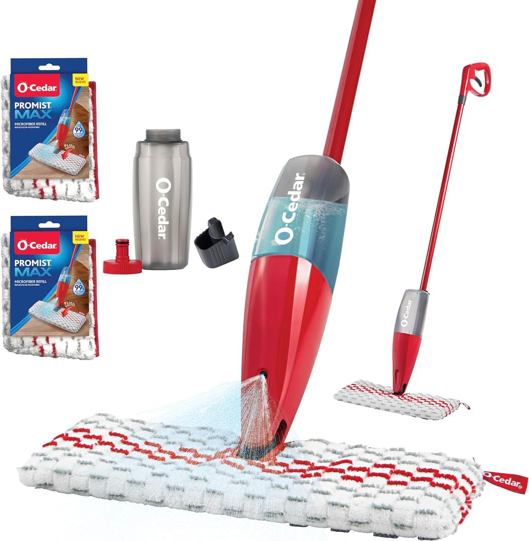 O-Cedar ProMist MAX Spray Mop, PMM with 2 Extra Refills, Red