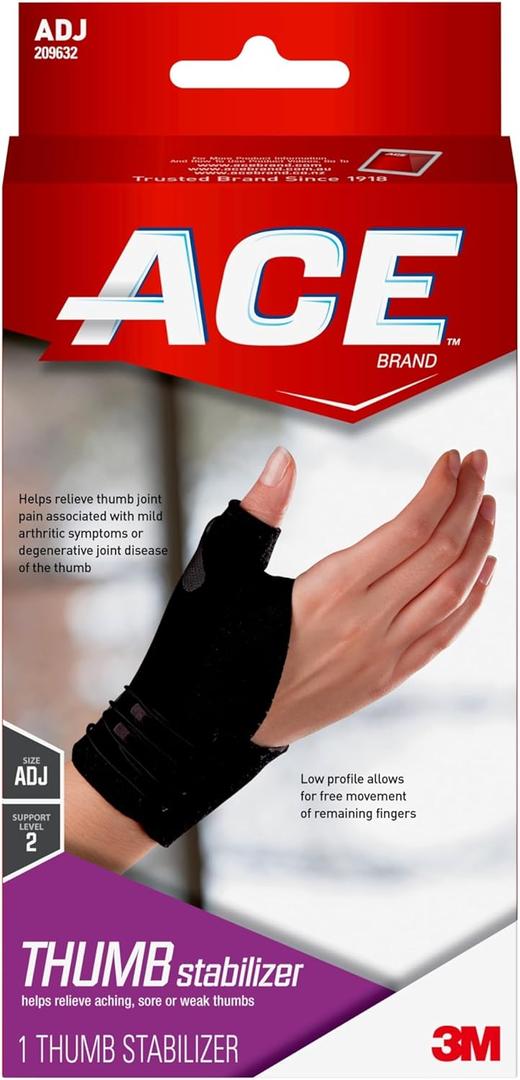 ACE Brand Deluxe Thumb Stabilizer, Adjustable, Black, 1/Pack