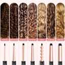 7 in 1 Curling Wand Set: Ohuhu Curling Iron Wand 7Pcs 0.35 to 1.25 Inch Interchangeable Ceramic Barrel Heat Protective Glove 2 Clips Dual Voltage Hair Curler Women Rose Gold