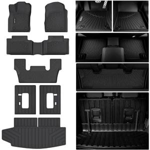 All Weather Floor Mats for 2016-2025 2026 Dodge Durango（Only fit 6 Seats） TPE Rubber Liners Durango Odorless Anti-Slip Car Floor Liners-1st & 2nd & 3rd Row & Cargo Mat Covering The Backrest Full Set