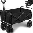 Collapsible Wagon Cart with Big All-Terrain Wheels and Drink Holders, Beach Wagon Stroller for Garden Camping Fishing Sports Shopping