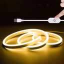 16.4FT Warm Neon Light Strip Waterproof, 5V USB Led Strip Lights with Touch Controller, Cuttable Flexible Silicone Neon Neon Rope Lights for Bedroom, Party, Home Decor