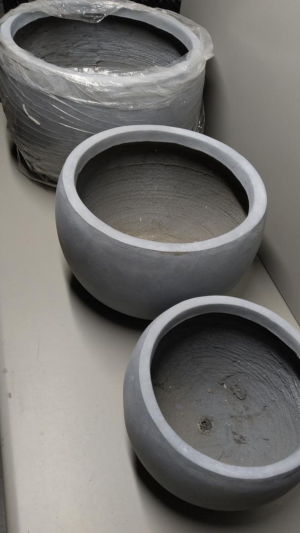 Kante Round Concrete Planter Set of 3-11.8"/15.7"/19.9" Dia Bowl-Style Flower Pots with Drainage Hole for Patio, Garden, and Home (9.4"/12.8"/16.5" Opening), Gray