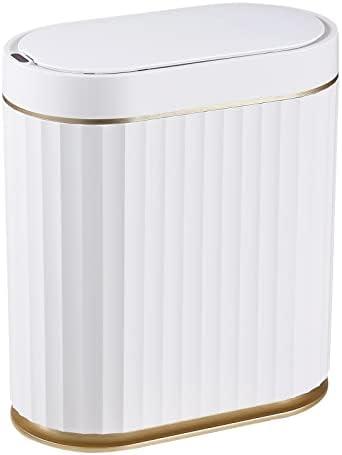 ELPHECO Bathroom Trash Can with Lid 2 Gallon Sensor Garbage Can, Automatic Trash Bin, Motion Sensor Trash Can, IPX5 Waterproof Plastic Wastebasket for Bathroom, Bedroom, Kitchen, Office, White Gold