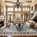 10x14 Area Rugs Living Room: Extra Large Washable Area Rug Super Soft Distressed Oriental Rugs with Non-Slip Backing Farmhouse Rug Low Pile Thin Stain Resistant Indoor Carpets 10'x14' Blue/Multi