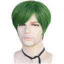 Men's Green Wig Short Straight Green Boys Anime Wig Heat Resistant Synthetic Hair for Halloween Cosplay