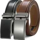 DOOPAI Men's Ratchet Leather Belt Set - 2 Pack Sliding Belt Adjustable For Gift Mens Dress Casual 1 3/8",Cut for Fit (17 Black and Brown)