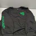 KIMSOONG St. Patrick's Day Sweatshirt for Women Sequins Shamrock Print Shirts Long Sleeve Crewneck Pullover Tops Black