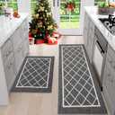BEQHAUSE-Kitchen-Rugs-Non-Slip-Kitchen-Mats-for-Floor Machine Washable Kitchen Rugs 2 Pieces Grey Kitchen Runner Carpet with TPR Backing 20x30inch/20x48inch