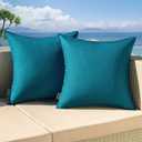 MIULEE Pack of 2 Decorative Outdoor Waterproof Pillow Covers Square Garden Cushion Sham Throw Pillowcase Shell for Spring Patio Tent Couch 20x20 Inch Deep Blue