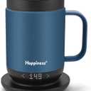 Happiness Smart Heated Coffee Mug,16oz Rechargeable Electric Self Heating Temperature Control Coffee Cup (Blue)