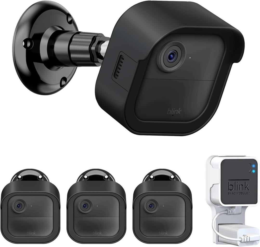 Blink Outdoor 4 Camera Mount with Outlet Wall Holder for Blink Sync Module 2, Protective Cover & 360Adjustable Mount for Blink Wireless 4th for Outside(3 Pack)