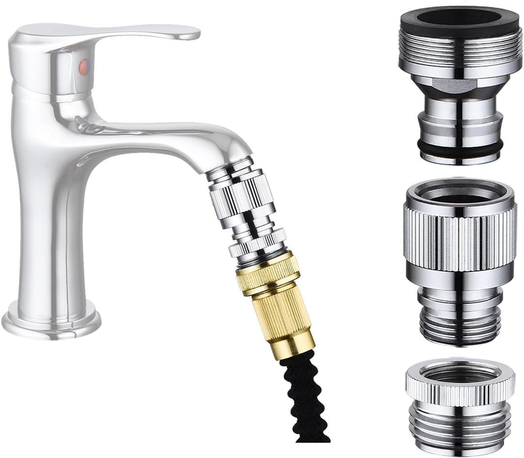 Kitchen Sink Faucet Quick Connector, Sink Faucet to Garden Hose Adapter, Dishwasher/Washer Snap Coupling Adapter, Faucet to Hose Adapter for Kitchen/Bathroom/Shower Hose