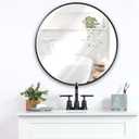 HBCY Creations Round Mirror, Black 24 inch Wall Mirror for Entryway, Bathroom, Living Room and More, Modern Minimalist Mirror for Both Rustic and Boho Design and Decor