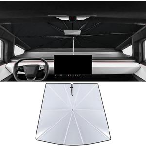 Front Windshield Sunshade Umbrella Compatible with 2023 2024 2025 Tesla Cybertruck Window Sun Shade Interior Sun Protection Accessories, for Tesla Cyber Truck Foldable Sun Shield Cover