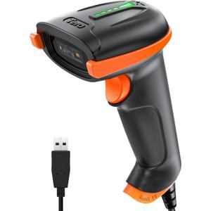 Tera Upgraded USB 1D 2D QR Barcode Scanner Wired, Officially Certified Dustproof Shockproof Waterproof IP65 Ergonomic Handle Fast and Precise Scan for Windows Linux Plug and Play Model D5100Y