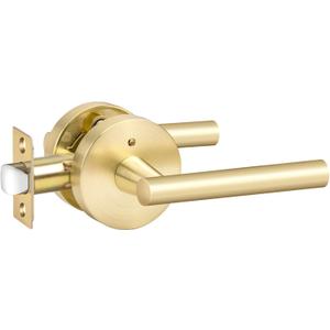 Goldenwarm 1 Pack Gold Door Handles Interior, Brushed Gold Privacy Lever Door Handle, Heavy Duty Interior Bedroom Door Lever Pack, Door Handles for Bathroom