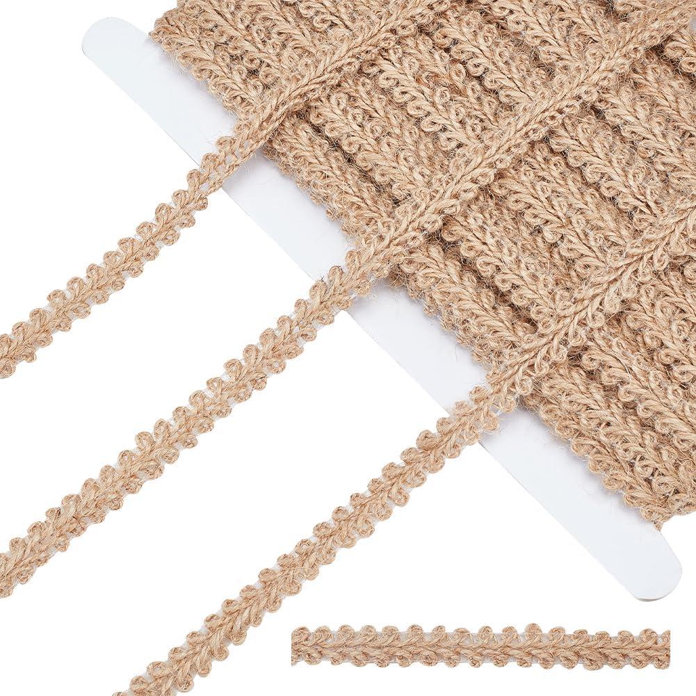 PH PandaHall 22 Yard Braided Burlap Ribbon Burlywood Lace Craft Ribbon 11mm(3/8 Inch) Rustic Woven Braid Trim Jute Ribbons for Bohemian DIY Crafts Costume Slipcover Curtain Clothing Sofa Home Decor (792''L x 0.4''W)