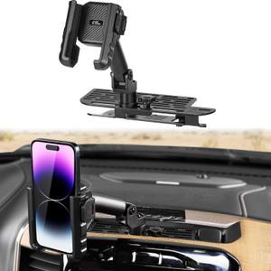 JOYTUTUS Metal Dash Mount Phone Holder Compatible with 2019-2025 RAM Truck 1500, 2500, 3500, TRX, RHO | Keeps 12V Outlet Access | Fits 5" and 8.4" or 12" and 14" Screens | One-Hand Adjustable Clip