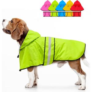Dog Raincoat - Reflective Waterproof Dog Rain Jacket Lightweight Rain Coat for Small Medium Large Dogs (Medium, Green)