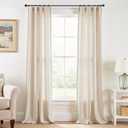 JINCHAN Natural Linen Curtains Beige Semi Sheer Curtains 90 inch length for Closet Small Window Living Room Bathroom Neutral Farmhouse Cottage Core Light Filtering Privacy Rod Pocket Back Tab 2 Panels (*Ecru)