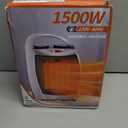 Portable Ceramic Space Heater w/Thermostat, 1500W Indoor Electric Space Heater Fan with Overheat and Tip-Over Protection, Heat Up 200 Square Feet for Office Room Dorm Use, Silver