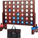 Giant Wooden 4 in a Row Vintage 2.8Ft Outdoor Yard Game for Adults Famliy, with 42 Pcs Chips & Durable Carrying Bag, Halloween Christmas Party Game Gifts for Lovers