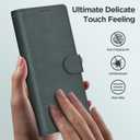 Oududianzi Leather Wallet Case for Samsung Galaxy Z Fold 7, PU Leather Flip Cover with Card Slots, Wrist Strap & Kickstand, Protective Phone Case, Green