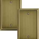 OKAWYC Single Blank Light Switch Cover Aria Metal Wall Plate, 2-Pack Antique Brass 1 Gang, for Light Switch Cover Outlet Cover Decorative Wallplate, Durable