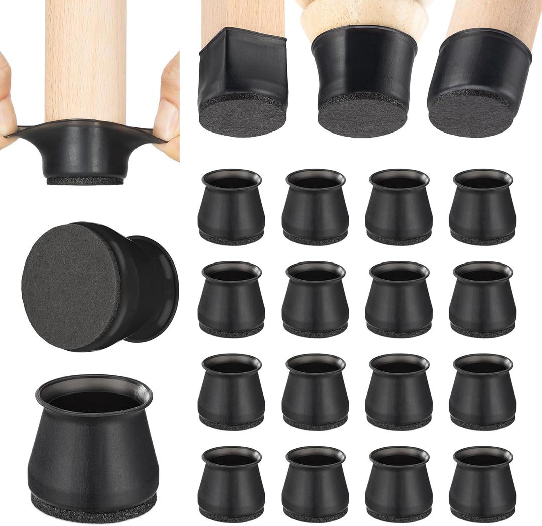 Aneaseit Chair Leg Floor Protectors - 16 pcs Black - Felt Bottom Silicone Pads - Floor Protectors for Chairs - Rubber Caps for Hardwood Floors - Furniture Feet Sliders - Medium