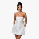 JUMISEE Embroidery Satin Homecoming Dress with Bow Modest Strapless Mini Dresses A Line Short Prom Dress Party Gown Size M