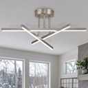 Modern LED Chandelier 24W Dimmable Nickel Semi Flush Mount Ceiling Light Fixture for Kitchen Dining Room Foyer Entry, 23.82"