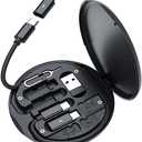 Yesimla USB C Adapter Cable Kit, Multi Charging Cable Case Convertor USB C to iOS Device/Type C/Micro/USB A Adapter, Data Transfer Contains Card Slot for Traveling, Use as Phone Holder (Black)