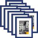 eletecpro 8x10 Picture Frames Set of 10, Picture Frame Collage Wall Decor Display 5x7 Photo With Mat or 8x10 without Mat, Home Decor Gallery Frame for Table Top or Wall Mounting, Blue