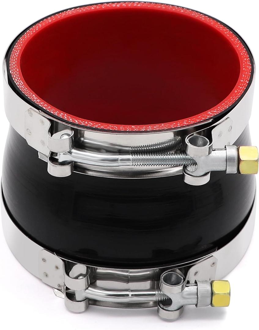 Straight Reducer Coupler Silicone Hose ID 4-inch to 4-1/2inch 4-Ply with Stainless Steel T-Bolt Clamp for Automotive Turbo/Intercooler/Intake Piping