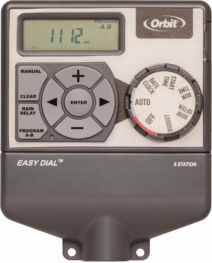 Orbit Easy Dial 6-Station Irrigation System Controller, Indoor, Grey, 28966 (Gray)