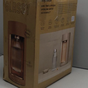 Mysoda: Glassy Water Carbonator Made of Wood Composite with 1 Litre Glass Bottle and BPA-Free 1 Litre Plastic Bottle (without CO2 Cylinder) - Latte