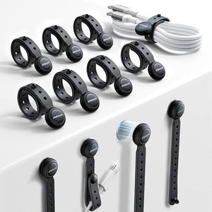 2025 Upgraded Magnetic Cable Ties with Magnets for Bundling & Cable Management– JOYROOM Reusable Silicone Cord Ties Multi-Purpose Cord Organizer Clips for Home, Office & Travel (5-Pack,Black)