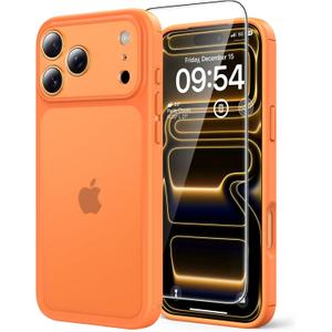 TAURI for iPhone 17 Pro Max Case, Full Camera Protection with Screen Protector, Translucent Matte Military-Grade Protection Shockproof Slim Phone Case for iPhone 17 ProMax, Matte Orange