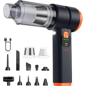 Car Vacuum Portable Cordless, Handheld Vacuum Cordless with 30000PA Suction, 130000RPM, 6800mAh Battery, 10 Nozzles, Rubber Paint Material for Car, Home, Pet CleaningBlack