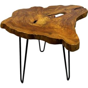 Live Edge Side Table, Natural Edge Wood End Table About 16" W x 14" D x 17" H Unique Natural Wood Table for Living Room, Bedroom, Decor (Medium)