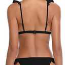 SHEKINI Women's Bathing Suits Ruffles Flounce Bikini Sets Low Rise Two Piece Swimsuit (Black, L)
